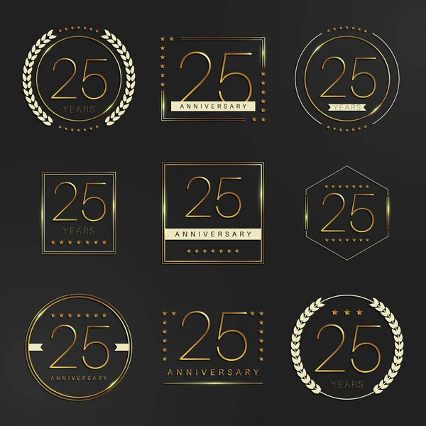 Twenty five years anniversary celebration logotype. 25th anniversary logo collection. — Stock Vector