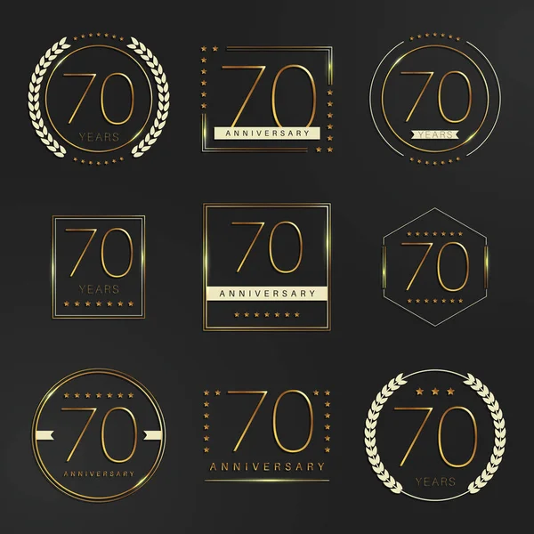 Seventy years anniversary celebration logotype. 70th anniversary logo collection. — Stock Vector