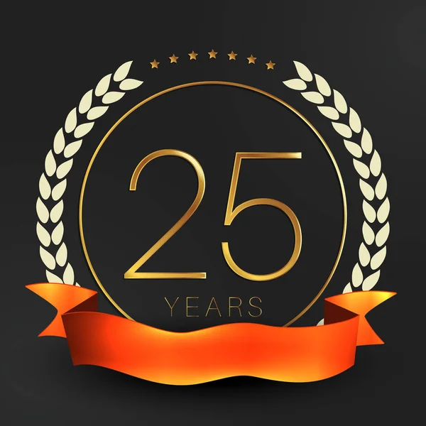 Twenty five years anniversary banner. 25th anniversary logo. — Stock Vector