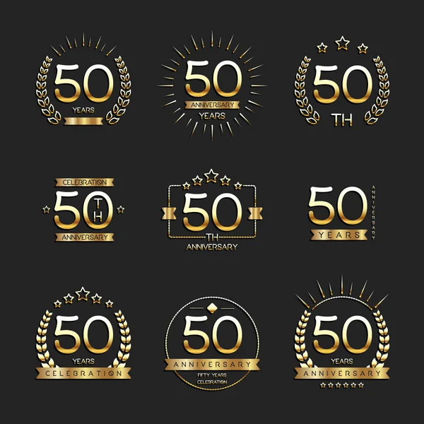 Fifty years anniversary celebration logotype. 50th anniversary logo collection. — Stock Vector