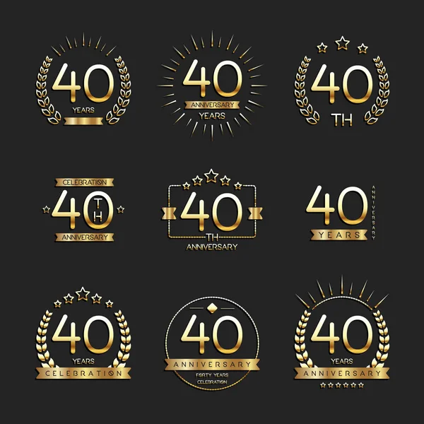 Fyrtio år årsjubileum firande logotyp. 40 jubileumskollektion logotyp. — Stock vektor