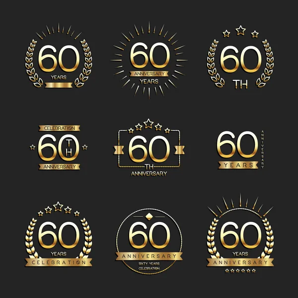 60 年周年記念お祝いのロゴタイプ。60 周年記念ロゴ コレクション. — ストックベクタ