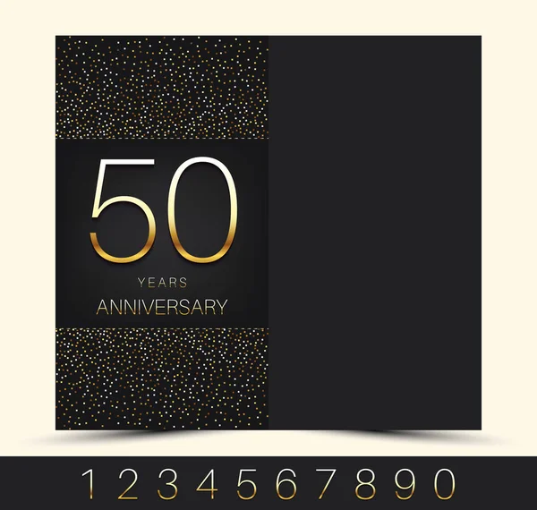 Anniversary invitation/greeting card with gold elements. — Stock Vector