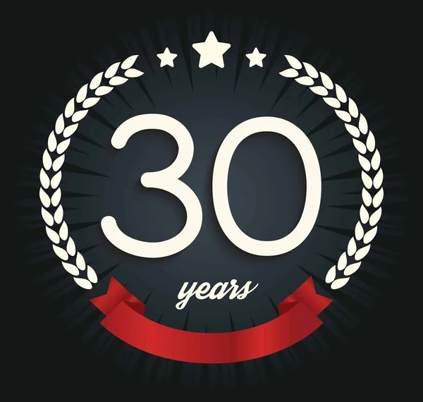 Faixa de aniversário de 30 anos. Logotipo de aniversário 30 . — Vetor de Stock