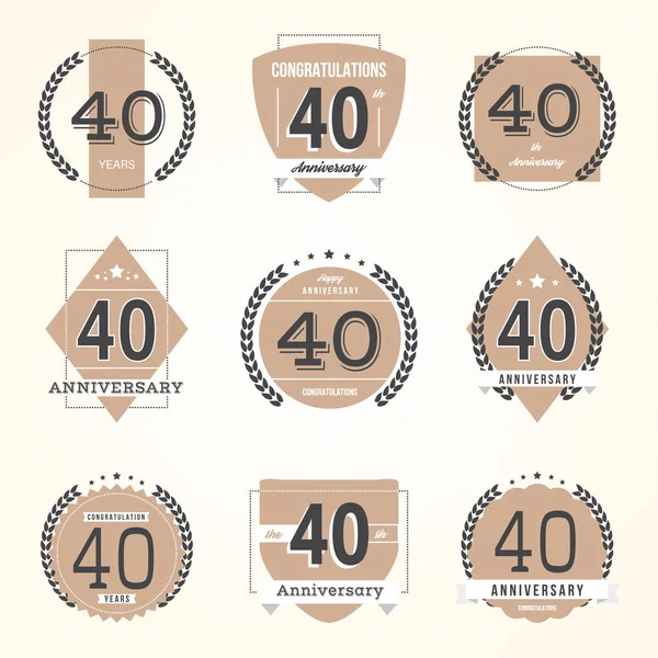 40 年周年記念のお祝いのロゴタイプ。40 周年記念ロゴ コレクション. — ストックベクタ