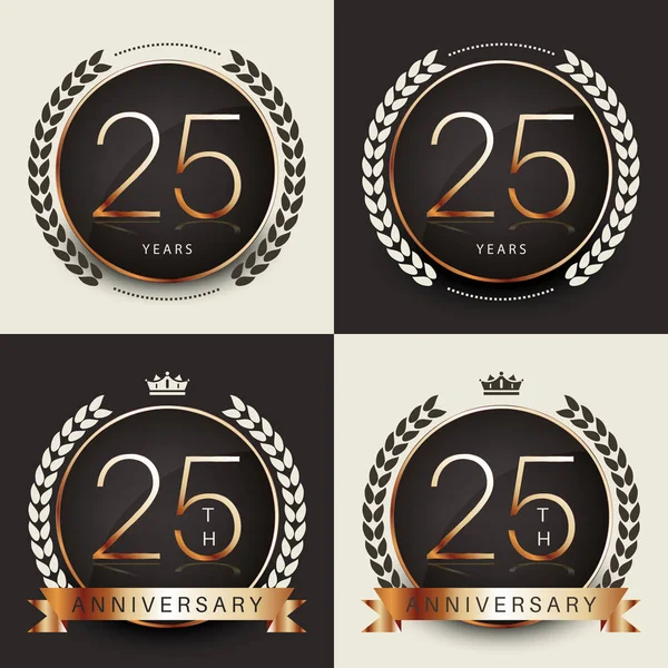 Logotype de célébration du 25e anniversaire. Collection de logo 25e anniversaire . — Image vectorielle