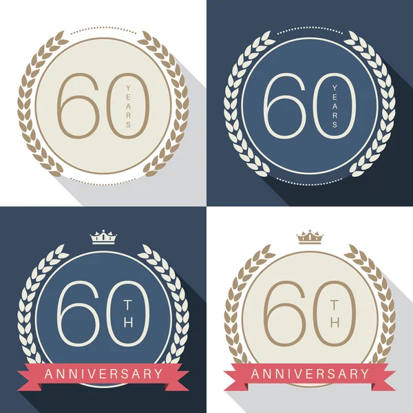 Altmış yıl yıldönümü kutlama logo. 60 yıldönümü logo koleksiyonu. — Stok Vektör