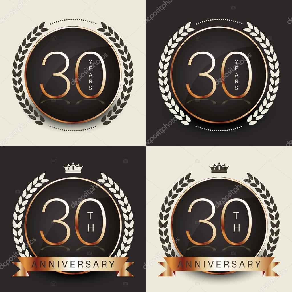 Thirty years anniversary celebration logotype. 30th anniversary logo collection.