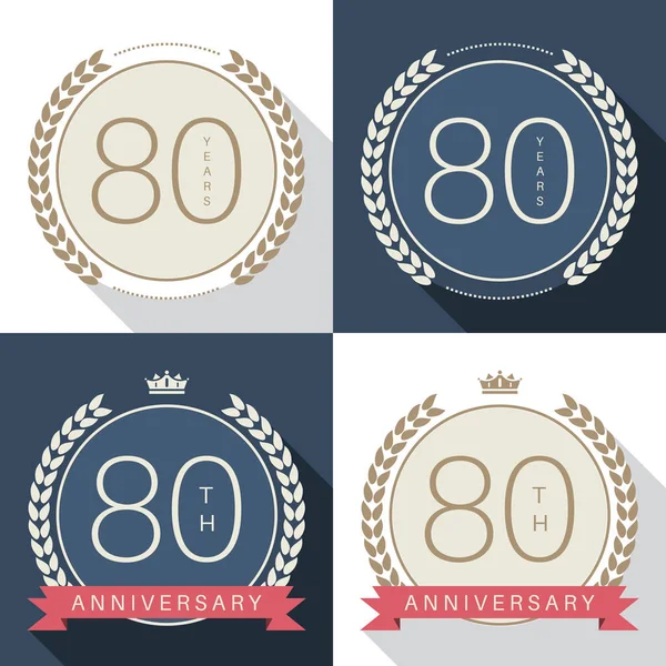 Ογδόντα χρόνια επέτειο εορτασμού λογότυπο. 80η επέτειος συλλογή λογότυπο. — Διανυσματικό Αρχείο