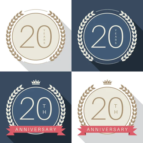 Twenty years anniversary celebration logotype. 20th anniversary logo collection. — Stock Vector