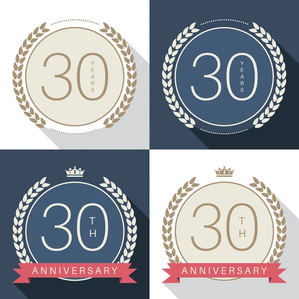 Dertig jaar verjaardag viering logo. 30e verjaardag logo collectie. — Stockvector