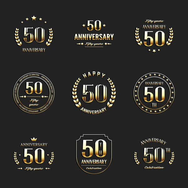 Elli yıl yıldönümü kutlama logo. 50 yıldönümü logo koleksiyonu. — Stok Vektör