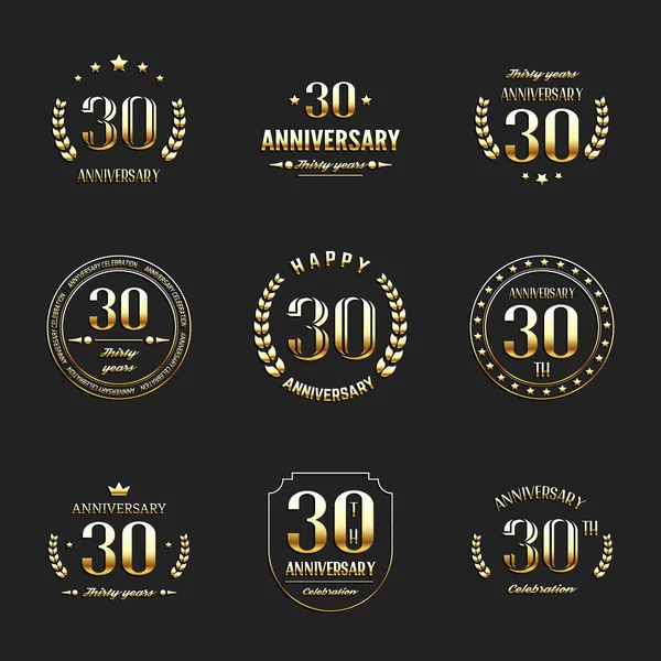 30 年周年記念お祝いのロゴタイプ。30 周年記念ロゴ コレクション. — ストックベクタ