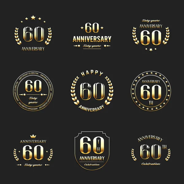 Логотип празднования шестидесятилетия. Коллекция логотипов 60-летия . — стоковый вектор