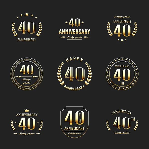 Forty years anniversary celebration logotype. 40th anniversary logo collection. — Stock Vector