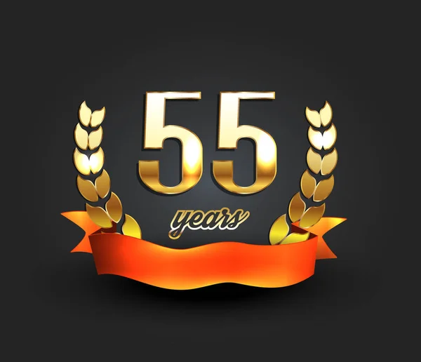 Fifty five years anniversary banner. 55th anniversary logo. — Stock Vector