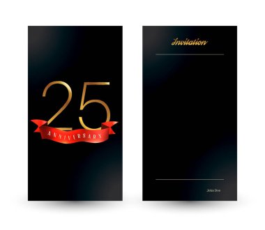 25 yıldönümü dekore edilmiş tebrik/davetiye kartı şablonu.