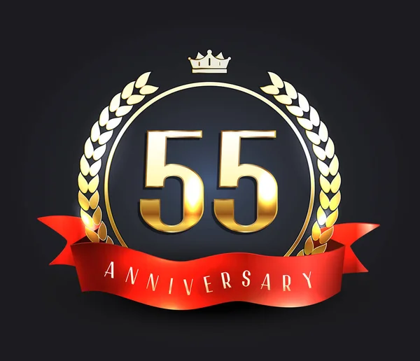 Cinquenta e cinco anos de aniversário. Logotipo de 55 anos . — Vetor de Stock