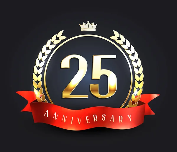 Twenty five years anniversary banner. 25th anniversary logo. — Stock Vector