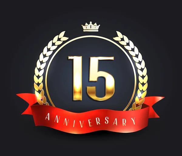 Vijftien jaar verjaardag banner. 15e verjaardagslogo. — Stockvector