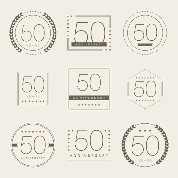 50 년 주년 기념 로고 50 주년 기념 로고 컬렉션. — 스톡 벡터
