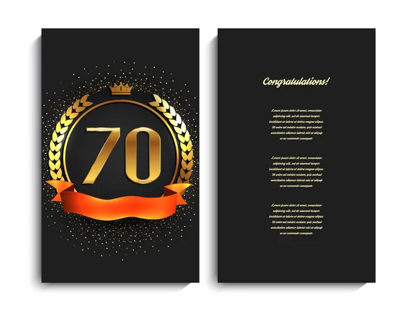 70 évforduló díszített üdvözlő/meghívó kártya sablon. — Stock Vector