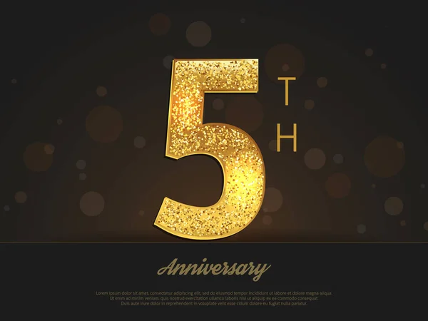 5th anniversary decorated greeting/invitation card template. — Stock Vector