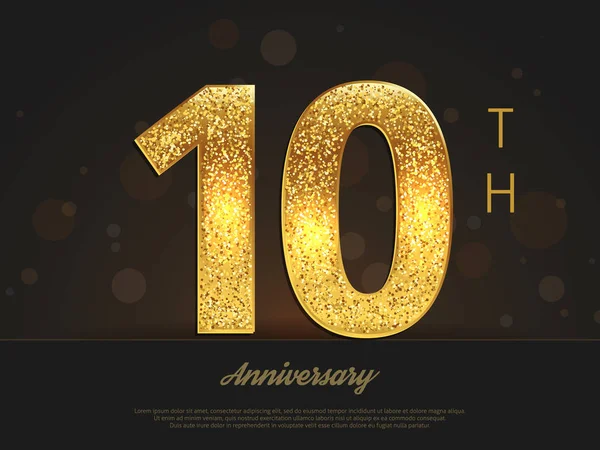 Plantilla de tarjeta de felicitación / invitación decorada 10º aniversario . — Vector de stock
