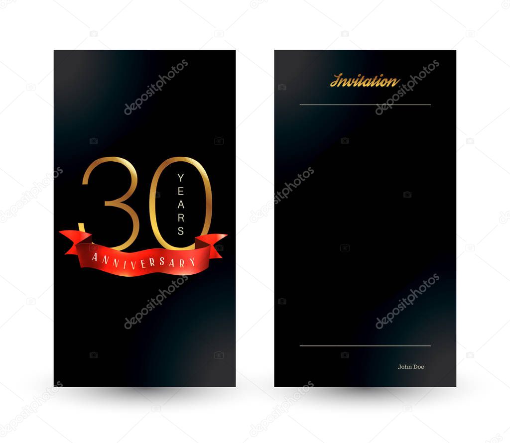 30th anniversary decorated greeting/invitation card template.