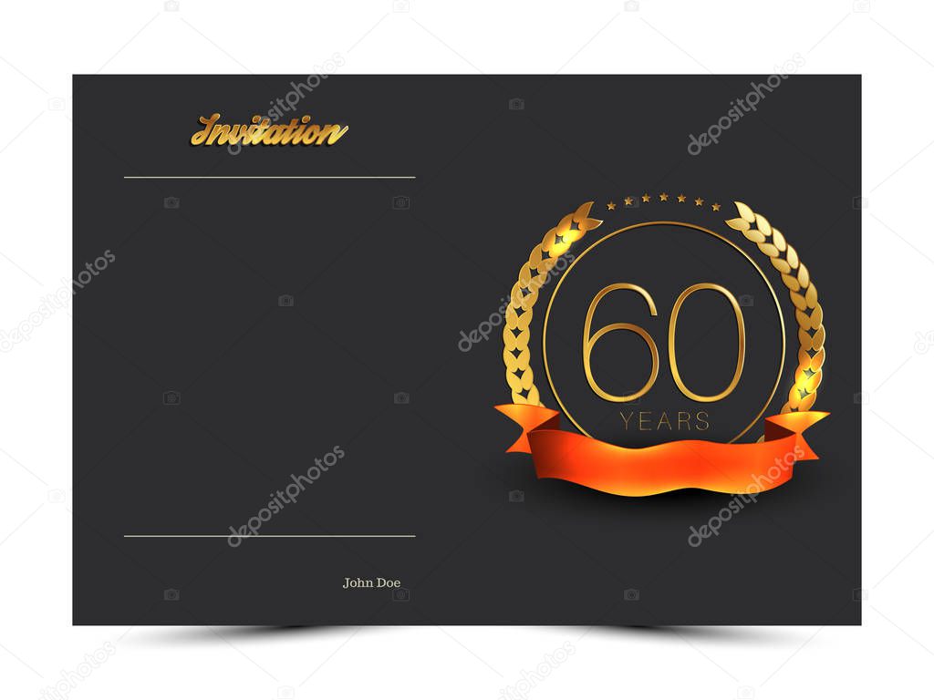 60th anniversary decorated greeting/invitation card template.