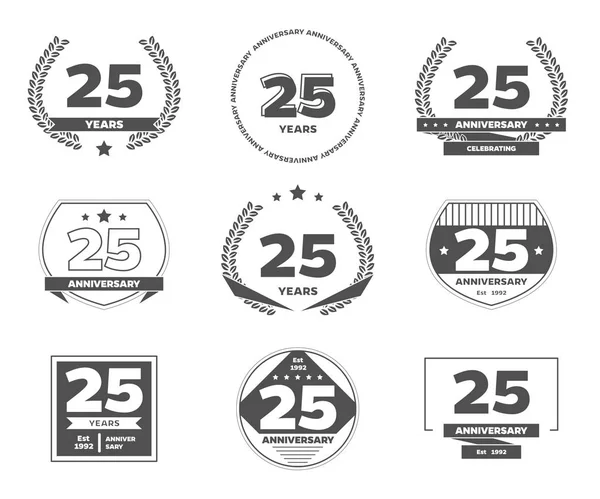 Logotype de célébration du 25e anniversaire. Collection de logo 25e anniversaire . — Image vectorielle