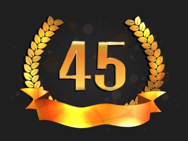 Forty five years anniversary banner. 45th anniversary logo.  clipart