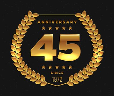 Kırk beş yıl yıldönümü afiş. 45 yıldönümü logosu.