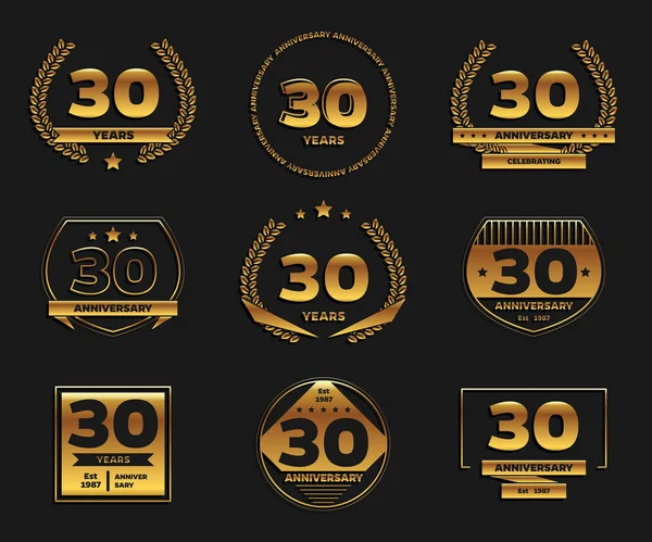 Logotipo de celebración del aniversario de treinta años. Colección logo 30 aniversario . — Archivo Imágenes Vectoriales