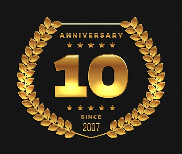 On yıl yıldönümü afiş. 10th yıldönümü logosu. — Stok Vektör