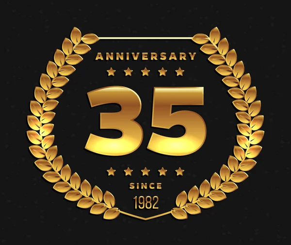 Thirty five years anniversary banner. 35th anniversary logo. — Stock Vector