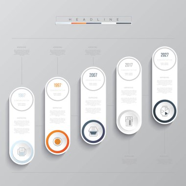 Vektör Infographic şablonu. İş kavramı 5 seçeneği ile. İçerik, diyagram, akış şeması, adımları, parçalar, zaman çizelgesi infographics, iş akışı düzen, grafik için.