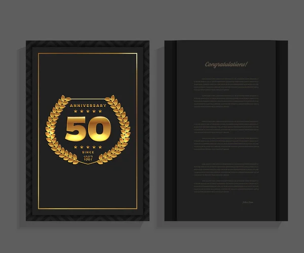 50e verjaardag ingericht groet / uitnodiging kaart sjabloon. — Stockvector