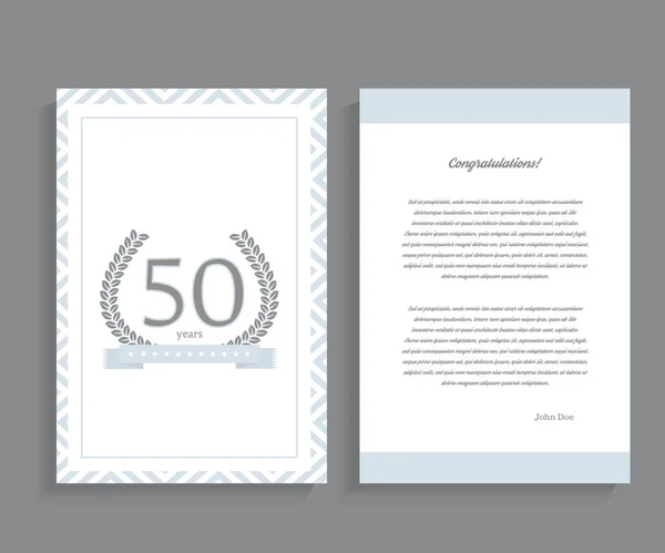 Plantilla de tarjeta de felicitación / invitación decorada 50 aniversario . — Vector de stock