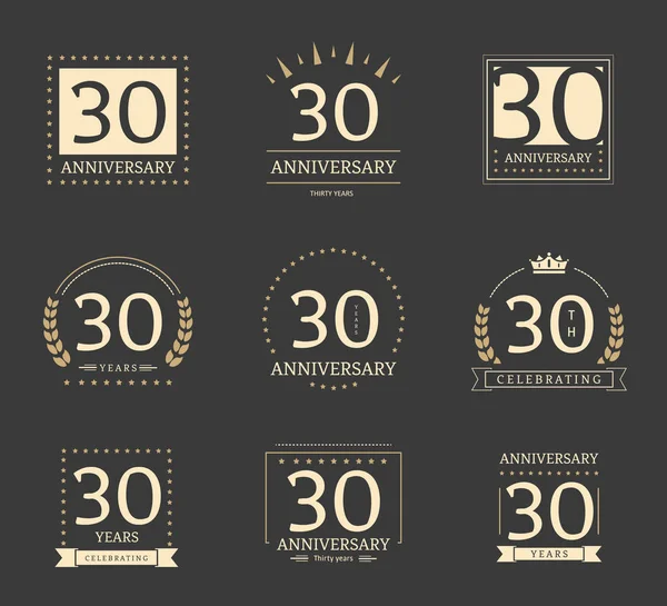 Set logo del trentesimo anniversario . — Vettoriale Stock