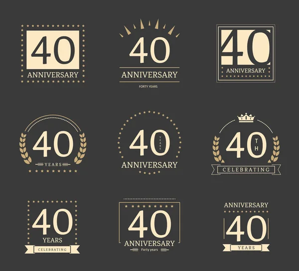 Set logo del quarantesimo anniversario . — Vettoriale Stock