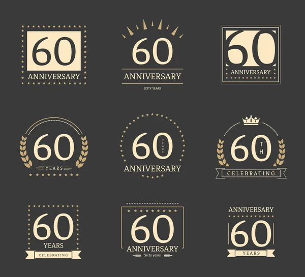 60ste verjaardag logo set. — Stockvector