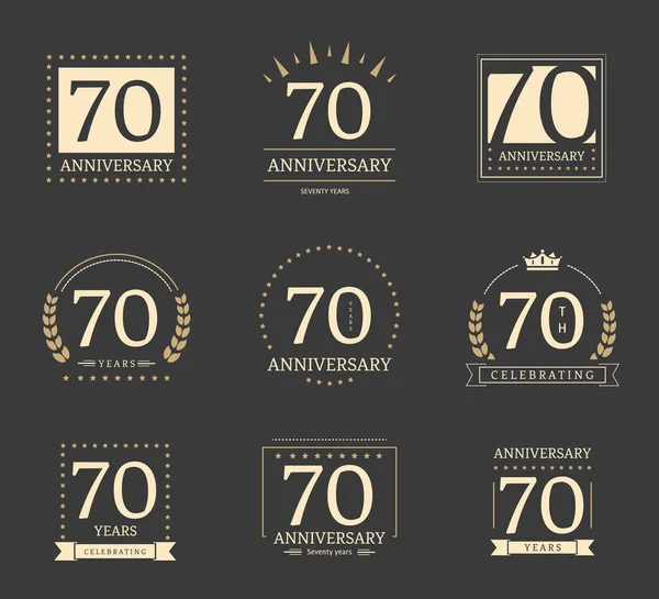 70. rocznica logo zestaw. — Wektor stockowy