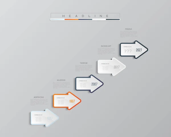 Modelo de infográfico vetorial. Conceito de negócio com 5 opções. Para conteúdo, diagrama, fluxograma, etapas, peças, infográficos de linha do tempo, layout de fluxo de trabalho, gráfico . —  Vetores de Stock