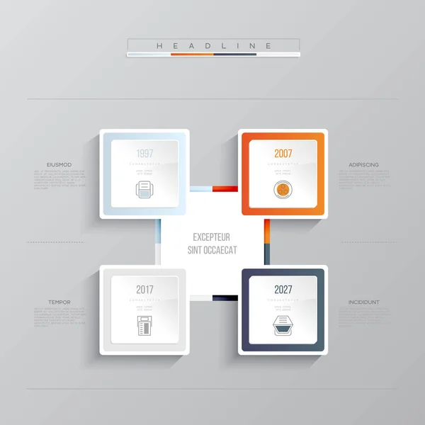 Plantilla de infografía vectorial. Concepto de negocio con 4 opciones. Para contenido, diagrama, diagrama de flujo, pasos, partes, infografías de la línea de tiempo, diseño del flujo de trabajo, gráfico . — Archivo Imágenes Vectoriales