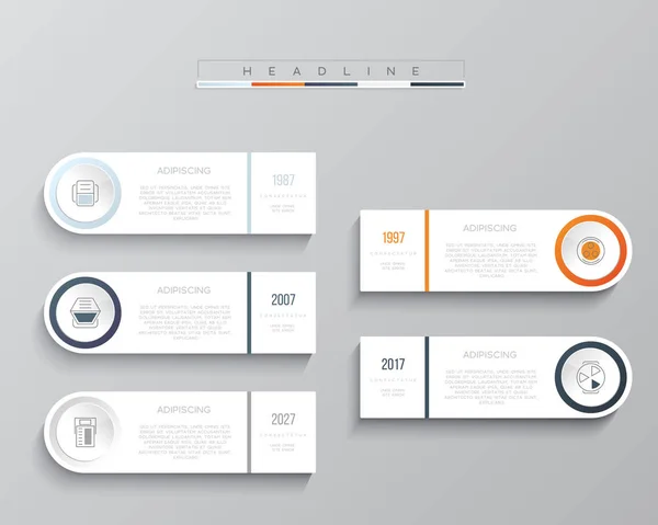 Plantilla de infografía vectorial. Concepto de negocio con 5 opciones. Para contenido, diagrama, diagrama de flujo, pasos, partes, infografías de la línea de tiempo, diseño del flujo de trabajo, gráfico . — Archivo Imágenes Vectoriales