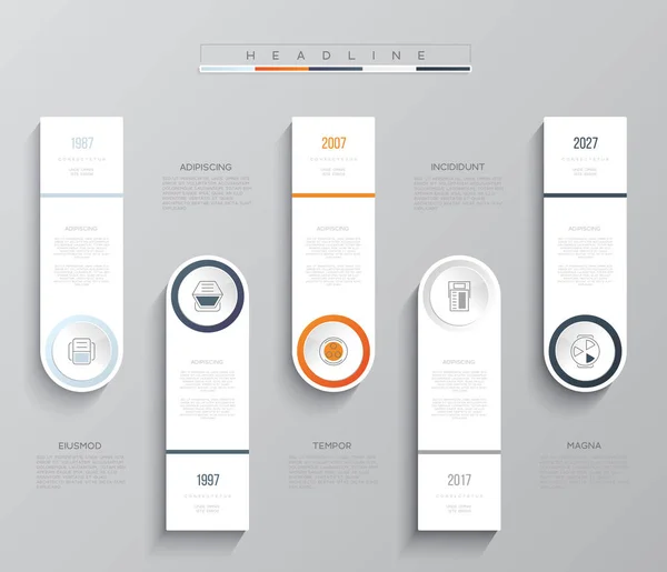 Plantilla de infografía vectorial. Concepto de negocio con 5 opciones. Para contenido, diagrama, diagrama de flujo, pasos, partes, infografías de la línea de tiempo, diseño del flujo de trabajo, gráfico . — Archivo Imágenes Vectoriales