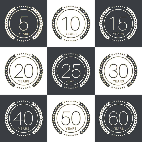 Коллекция юбилейного логотипа с лаврами. Векторная иллюстрация
.