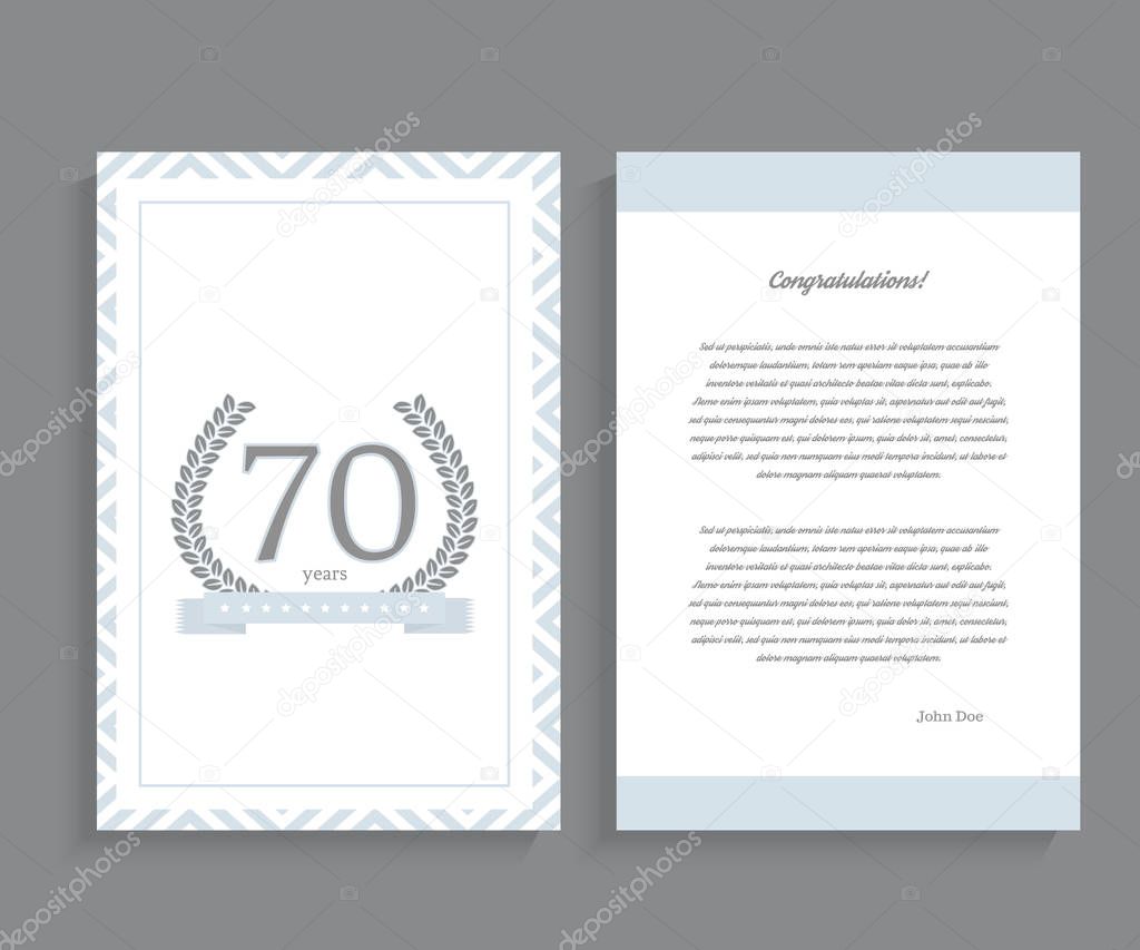70th anniversary decorated greeting / invitation card template.