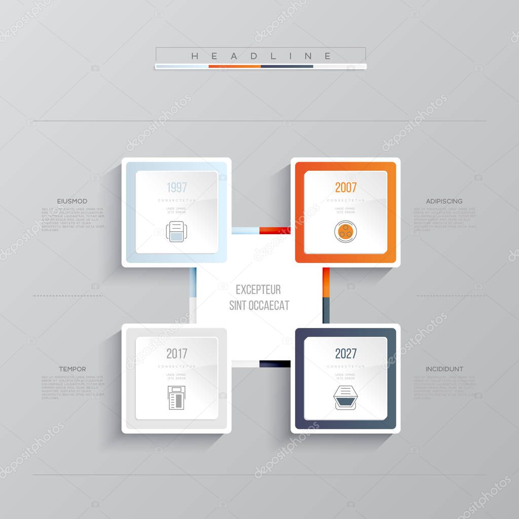 Vector infographic template. Business concept with 4 options. For content, diagram, flowchart, steps, parts, timeline infographics, workflow layout, chart.
